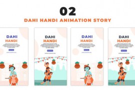 Lord Krishna Breaking Dahi Handi Pot Flat Vector Instagram Story 48626298