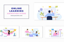 Online Learning Students Flat Character Animation Scene 47279857