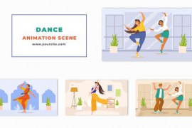 Flat Character Animation Scene Showcasing Classic and Western Dance 47865620