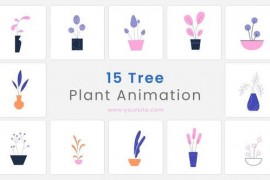 Flat Tree Plant Animation Scenes Pack 46440919