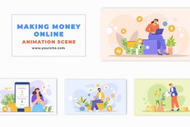 Smart Online Income Generation Flat Character Animation Scene 47865788