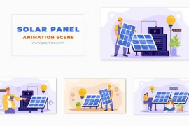 Solar Panel Technician and Renewable Energy Flat Vector Animation Scene 49459696