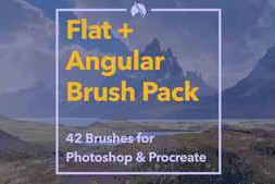 Flat+Angular Brush Pack: 42 Stylized Brushes for Photoshop & Procreate + Demo Videos