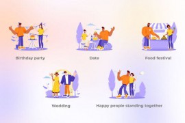 Happy people standing together - Big Character Tool Set Concept 44422514