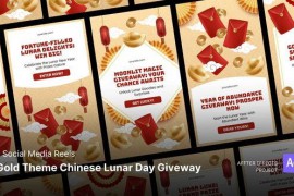 Social Media Reels - Gold Theme Chinese Lunar Day Giveaway After Effects Template 50567398