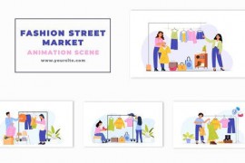 Fashion Street Market Buyer and Seller Flat Character Animation Scene 47355111