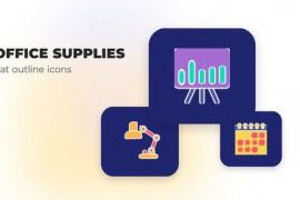 Office Supplies - Flat Outline Icons 45847890