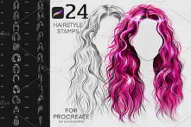 CreativeMarket – Hairstyle II Stamp Brushes Procreate 5927570