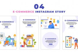 Online Shopping Scene Flat Vector Instagram Story 48621777