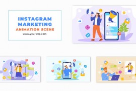 Flat Design Animation Scene with Social Media Marketing Influencer 47865903