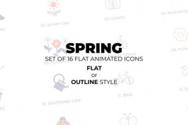 Spring - Set of 16 Animated Icons Flat or Outline style 51006483