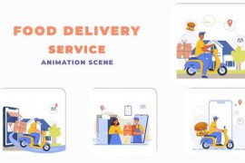 Online Order Food Delivery Service Animation Scene 43784489