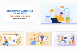 Flat 2D Character Performing Tasks at the Office Animation Scene 49456937