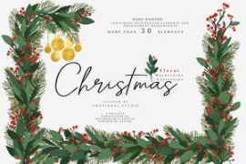 Free Download:Christmas Watercolor Floral Frames 2194644