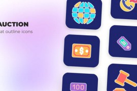 Auction - Flat Outline Icons 45842795