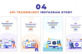 Flat Design API Technology Creating 2D Character Instagram Story 48624032