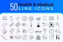 50 Health & Medical Line Icons Pack 37861705