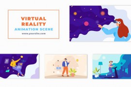Virtual Reality Technology Flat Vector Animation Scene 47494500
