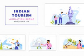Famous Indian Tourist Places and Visitors Character Animation Scene 47275389