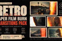 Free Download:Retro Photo Frame Paper Film Burn Transitions Pack AE 64604539