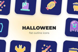 Halloween - Flat Outline Icons 45844722