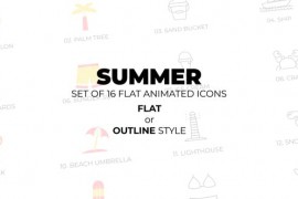 Summer - Set of 16 Animated Icons Flat or Outline style 46354580