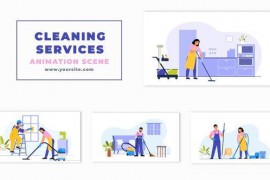 Housekeeping Services Flat Characters Animation Scene 47354728