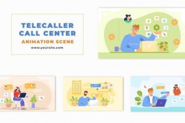 Flat 2D Telecaller and Call Center Animation Scene 48802512