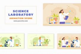 Flat 2D Character Scientist in Laboratory Animation Animation Scene 48570076