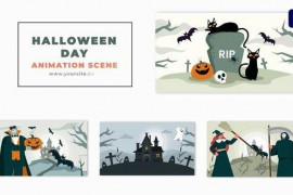 Halloween Day Themed Vector Character Animation Scene 49481389