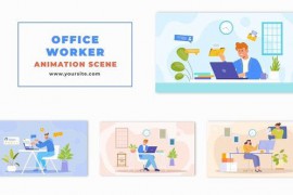 Office Worker Flat 2D Character Animation Scene 48801423