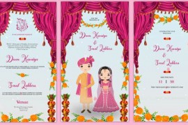 Red Curtain Style Wedding Invitation Story 43901105
