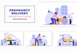 Flat Character Pregnancy Delivery Animation Scene 46416095