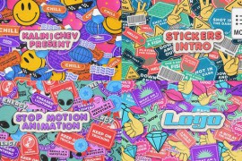 Stickers Abstract Logo Intro - MOGRT 49236404