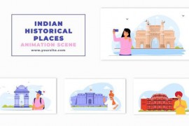 Indian Historical Tour Places Flat Character Animation Scene 47354933