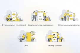 Cyberspace Management - Yellow Gray Flat Illustration 44638039