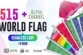 Seamless Loop Of World Flags Footages Pack + Alpha 28040319