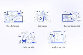 Science Lab - Blue and White Outline Concept 44764291