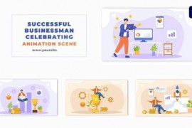 Victory Celebration Businessman Vector Graphic Animation Scene 49481152