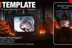 Free Download:Retro TV Screen Mockup | Haloween Horror Atmosphere | 4K Looped Template 60364445