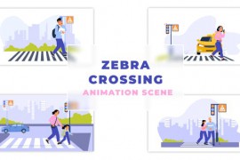 People Pedestrians Crossing Street Flat Character Scene Animation Scene 47389825