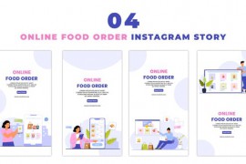 2D Flat Character Online Food Order Instagram Story 47395419