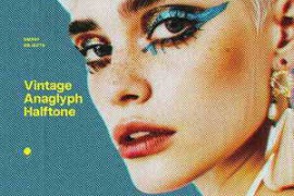 Free Download:Vintage Anaglyph Halftone Effect