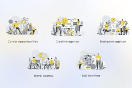 Career Opportunities - Yellow Gray Flat Illustration 44638004