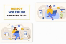 Flat Character Remote Working Premiere Pro Animation Scene 46443134