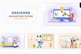 Flat Vector Graphic Designer Animated Design Scene Template 49481868