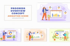 Flat 2D Design Progress Graph Overview Animation Scene 49459852