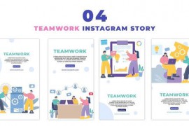 Eye Catching Teamwork Employees Flat Vector Instagram Story 47470337