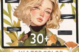 Free Download:30 Realistic Watercolor Brushes for Procreate