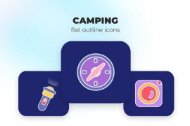 Camping - Flat Outline Icons 45844141